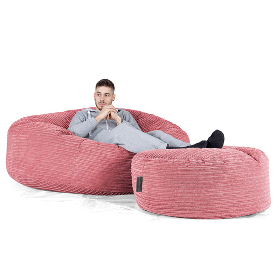 Kæmpe Sækkestol Sofa XXL 'Mega Mammut' - Klassisk Jernbanefløjl Koral 02