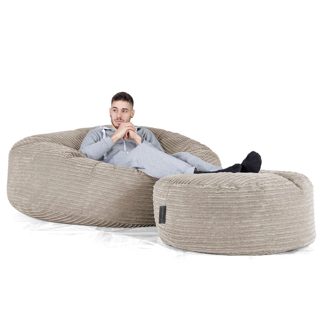 Kæmpe Sækkestol Sofa XXL 'Mega Mammut' - Klassisk Jernbanefløjl Mink 02