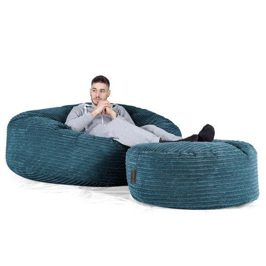Kæmpe Sækkestol Sofa XXL 'Mega Mammut' - Klassisk Jernbanefløjl Navy 02