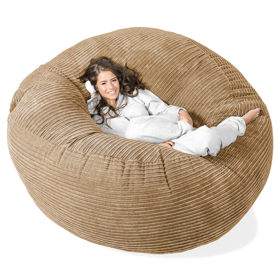 Kæmpe Sækkestol Sofa XXL 'Mega Mammut' - Klassisk Jernbanefløjl Sand 01