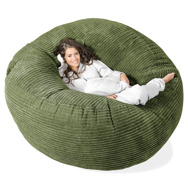 Kæmpe Sækkestol Sofa XXL 'Mega Mammut' - Klassisk Jernbanefløjl Skovgrøn 01