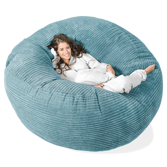 Kæmpe Sækkestol Sofa XXL 'Mega Mammut' - Klassisk Jernbanefløjl Turkis Blå 01