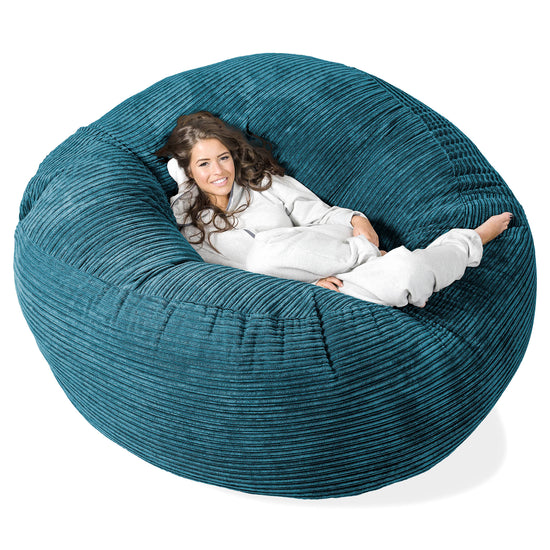 Kæmpe Sækkestol Sofa XXL 'Mega Mammut' - Klassisk Jernbanefløjl Turkis 01