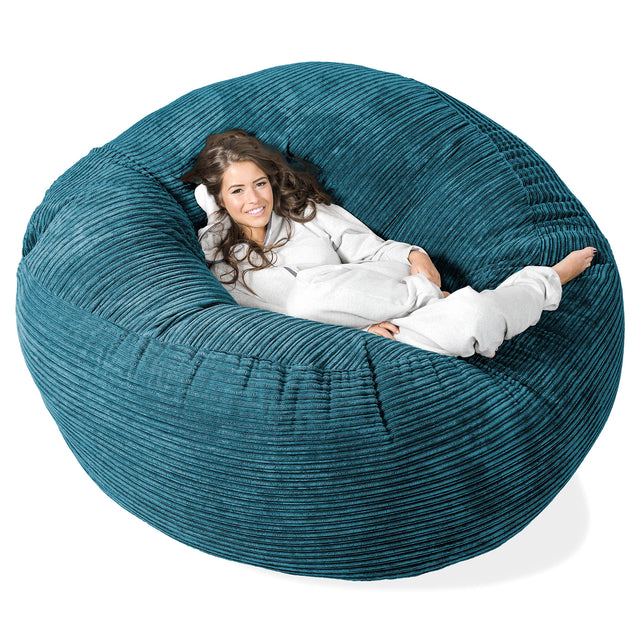 Kæmpe Sækkestol Sofa XXL 'Mega Mammut' - Klassisk Jernbanefløjl Turkis 01