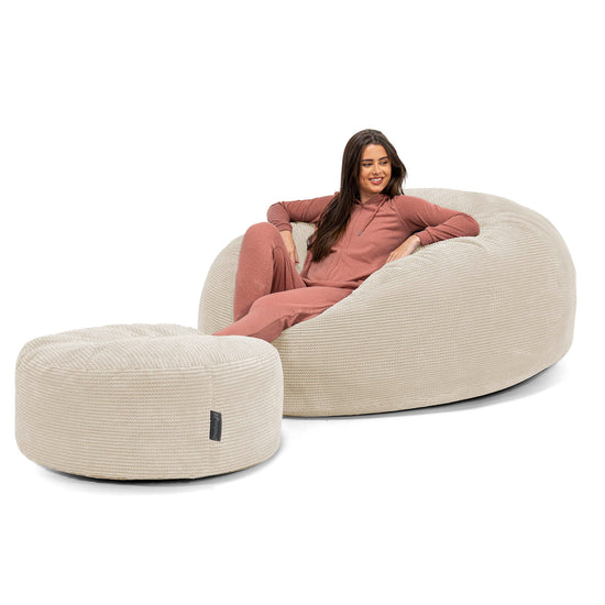Kæmpe Sækkestol Sofa XXL 'Mega Mammut' - Pom Pom Cremefarvet 02