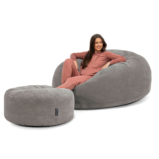 Kæmpe Sækkestol Sofa XXL 'Mega Mammut' - Pom Pom Kul Grå 02