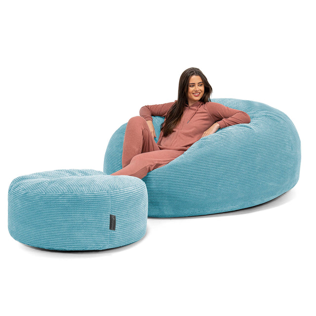 Kæmpe Sækkestol Sofa XXL 'Mega Mammut' - Pom Pom Turkis Blå 02