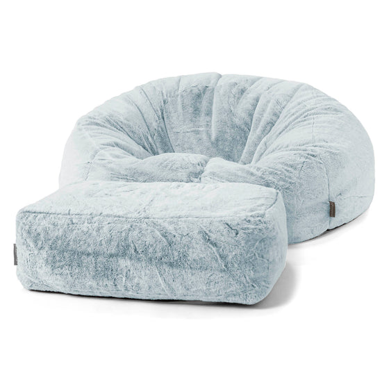 Klassisk Sækkestol Sofa - Imiteret Kaninpels Støvet Blå 02