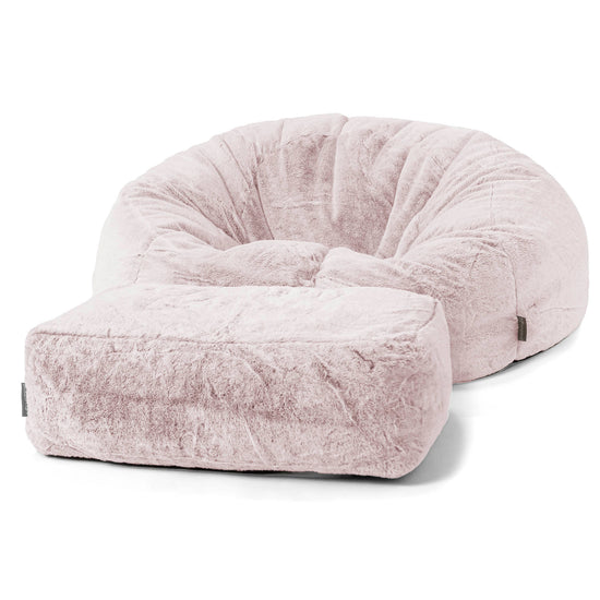 Klassisk Sækkestol Sofa - Imiteret Kaninpels Støvet Lyserød 02