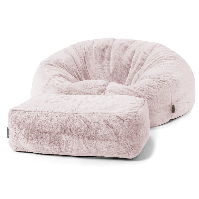 Klassisk Sækkestol Sofa - Imiteret Kaninpels Støvet Lyserød 02