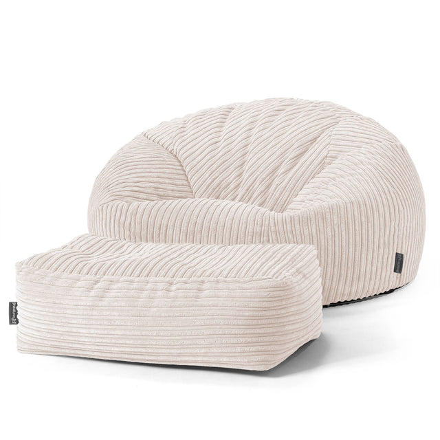 Klassisk Sækkestol Sofa - Klassisk Jernbanefløjl Elfenben 02