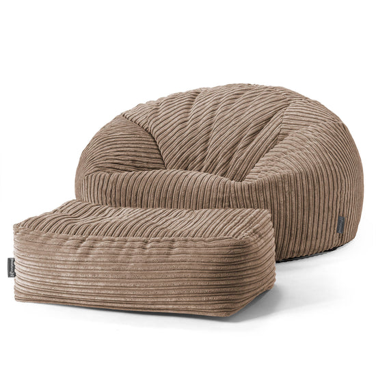 Klassisk Sækkestol Sofa - Klassisk Jernbanefløjl Mokka Brun 02