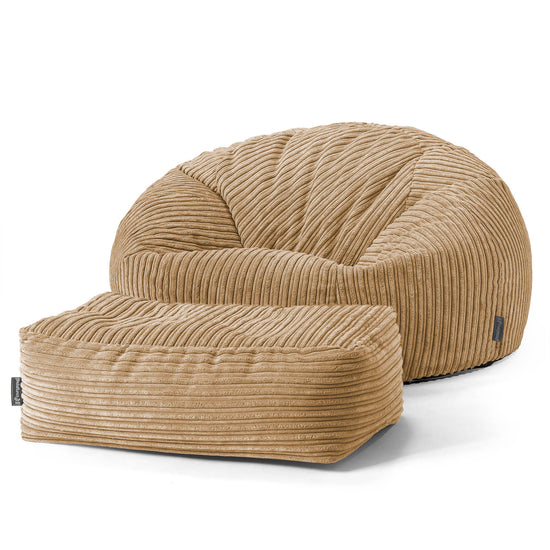 Klassisk Sækkestol Sofa - Klassisk Jernbanefløjl Sand 02