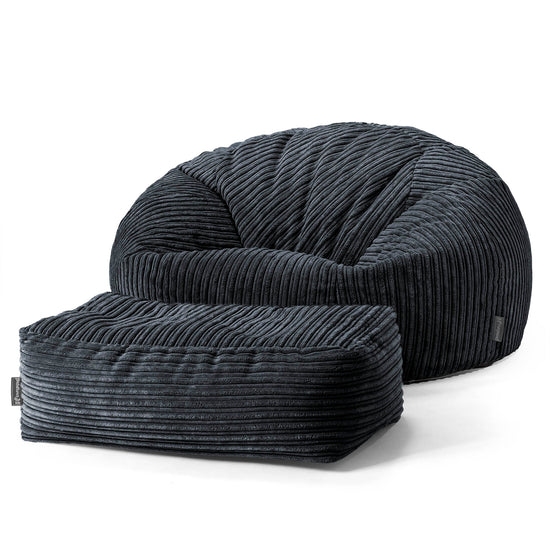 Klassisk Sækkestol Sofa - Klassisk Jernbanefløjl Sort 02