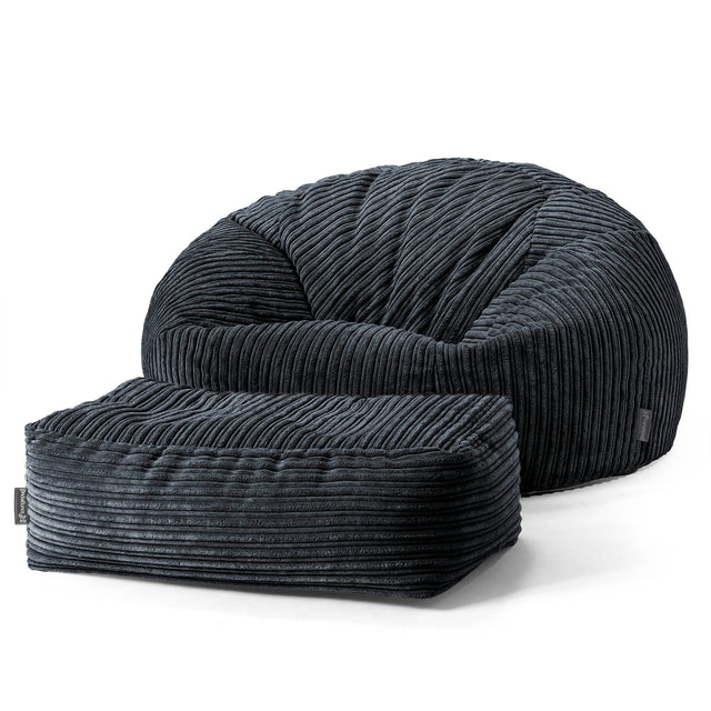 Klassisk Sækkestol Sofa - Klassisk Jernbanefløjl Sort 02