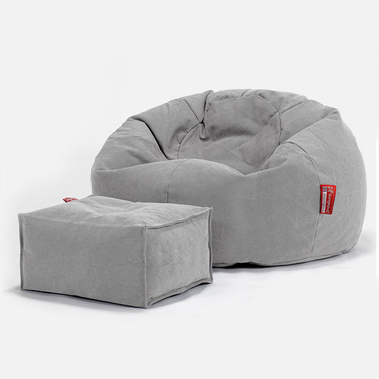 Klassisk Sækkestol - Stonewashed denim Grå 02