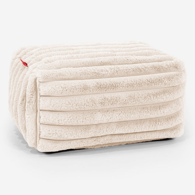 Lille Fodskammel - Ultraplysfløjl Cremefarvet 01