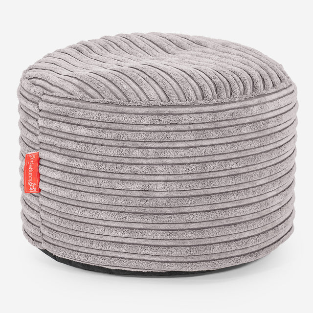 Lille Rund Fodskammel - Klassisk Jernbanefløjl Aluminium Søl 01