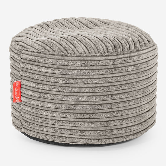 Lille Rund Fodskammel - Klassisk Jernbanefløjl Mink 01