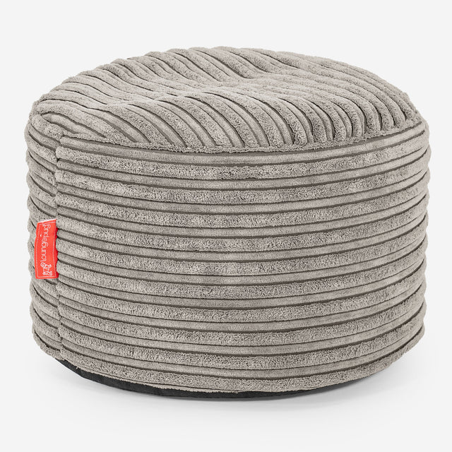 Lille Rund Fodskammel - Klassisk Jernbanefløjl Mink 01