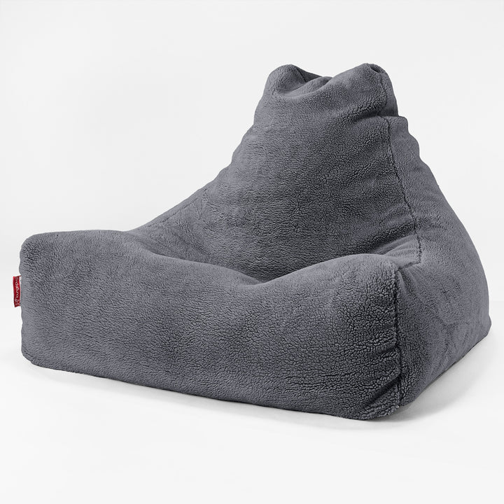 Lounge Sækkestol - Korthåret Imiteret Pels Mørkegrå 01