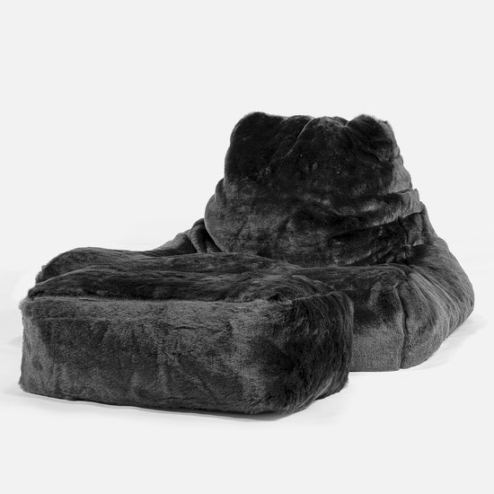Lounge Sækkestol Sofa XXL - Falsk Pels Sort 02