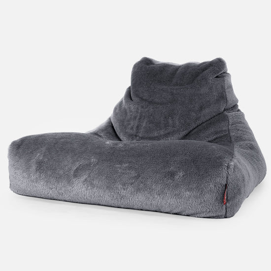 Lounge Sækkestol Sofa XXL - Korthåret Imiteret Pels Mørkegrå 01