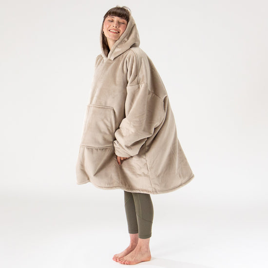 Oversized Hoodie-tæppe som Sweatshirt til Voksne - Minky Cremefarvet / Mink 03