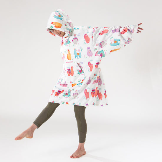 Oversized Hoodie-tæppe som Sweatshirt til Voksne - Minky Llama 03