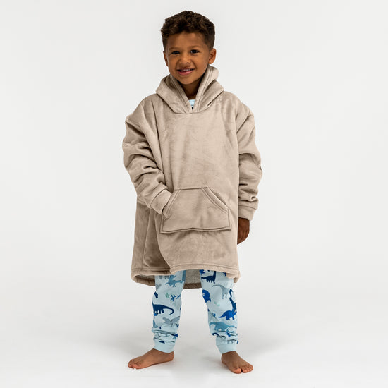 Oversized Hoodie-tæppe som Sweatshirt til Børn - Minky Cremefarvet / Mink 01