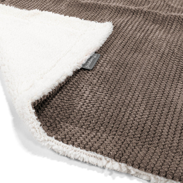 Sherpa Tæppe - Pom Pom Chokolade Brun 02