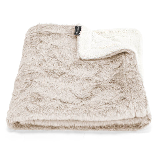 Sherpa Tæppe - Imiteret Kaninpels Gyldenbrun 01