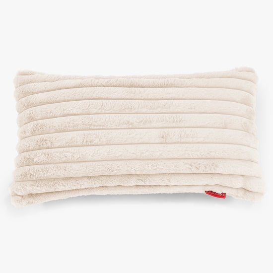 Kæmpe Pudebetræk 40 x 80cm - Ultraplysfløjl Cremefarvet 01