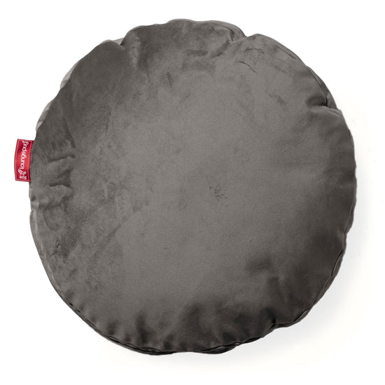 Rund Pude 50cm - Fløjl Grafit Grå 01