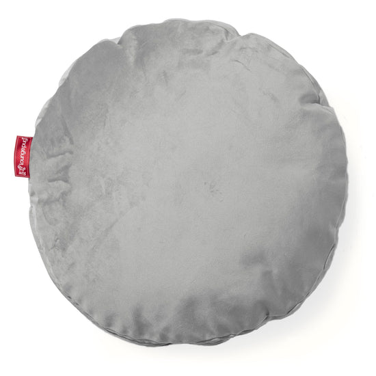 Rund Pude 50cm - Fløjl Sølv 01