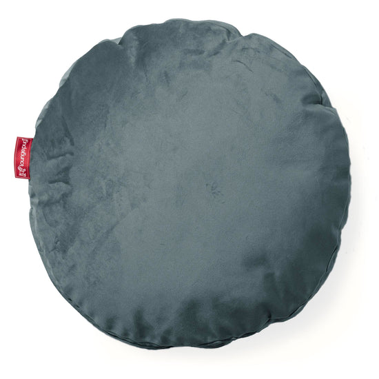 Rund Pude 50cm - Fløjl Turkis Blå 01