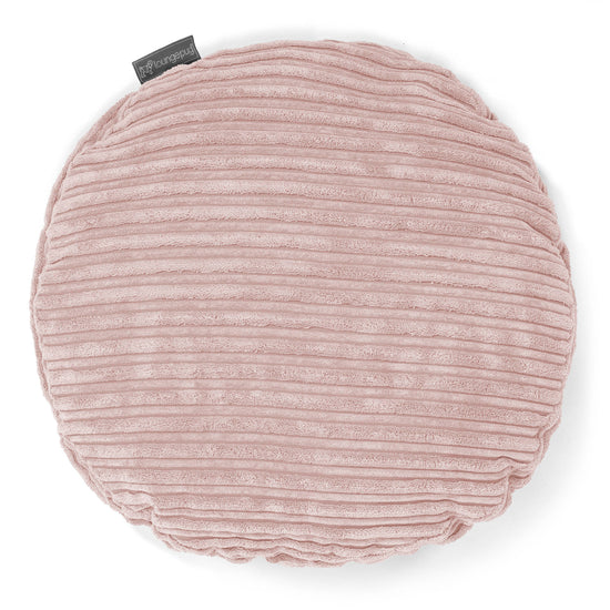 Rund Pude 50cm - Klassisk Jernbanefløjl Blush Lyserød 01