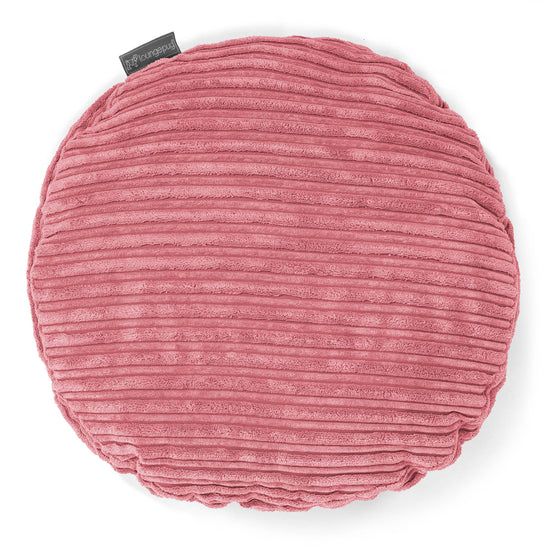 Rund Pude 50cm - Klassisk Jernbanefløjl Koral 01