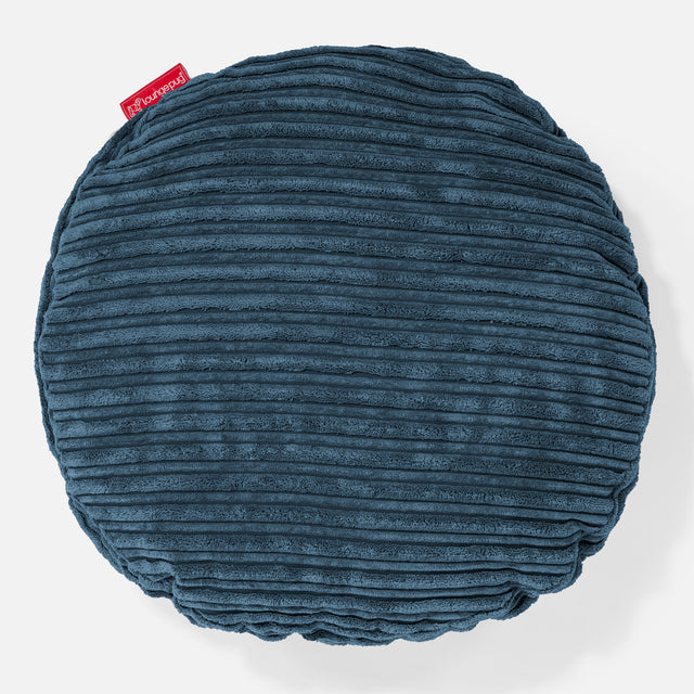 Rund Pude 50cm - Klassisk Jernbanefløjl Navy 01