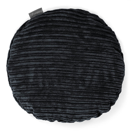 Rund Pude 50cm - Klassisk Jernbanefløjl Sort 01