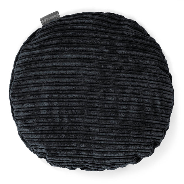 Rund Pude 50cm - Klassisk Jernbanefløjl Sort 01
