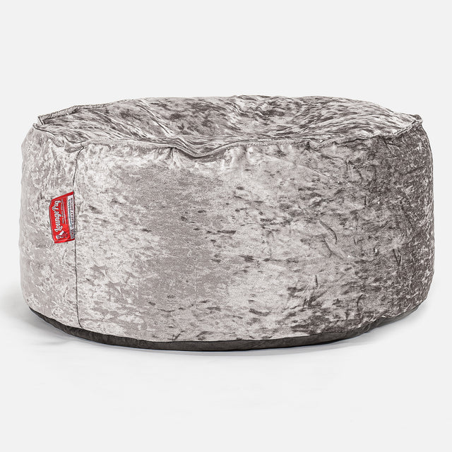 Rund Puf - Vintage-fløjl Sølv 01