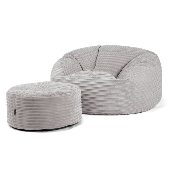 Sækkestol Sofa 'Mammut' - Klassisk Jernbanefløjl Aluminium Søl 04