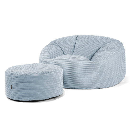 Sækkestol Sofa 'Mammut' - Klassisk Jernbanefløjl Baby Blå 04