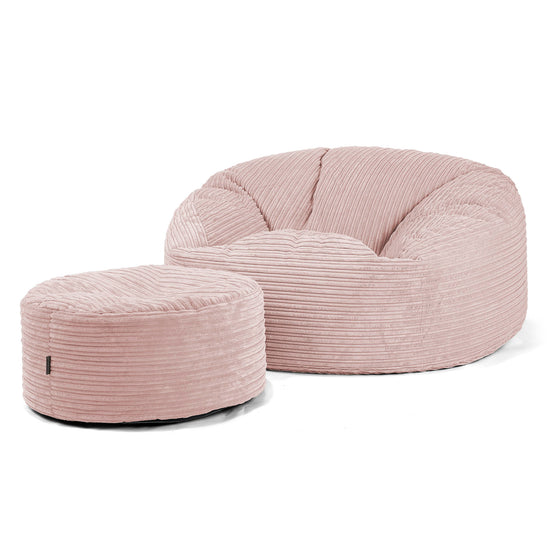 Sækkestol Sofa 'Mammut' - Klassisk Jernbanefløjl Blush Lyserød 04