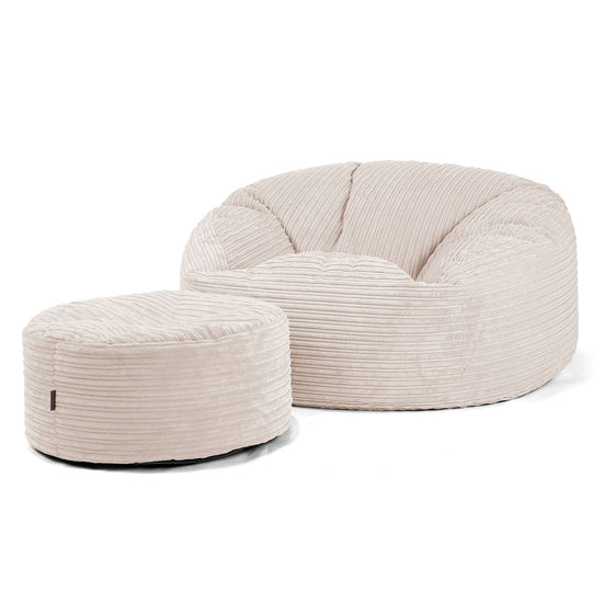 Sækkestol Sofa 'Mammut' - Klassisk Jernbanefløjl Elfenben 04