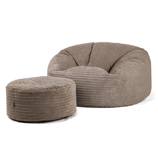 Sækkestol Sofa 'Mammut' - Klassisk Jernbanefløjl Duegrå 02