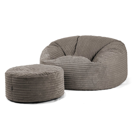 Sækkestol Sofa 'Mammut' - Klassisk Jernbanefløjl Grafit Grå 04