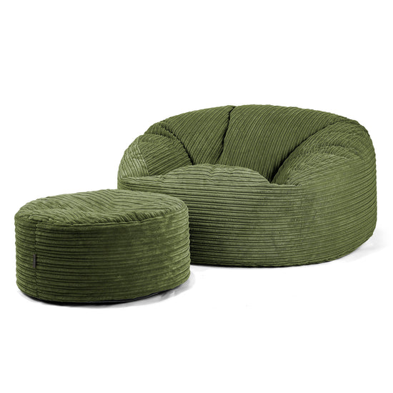 Sækkestol Sofa 'Mammut' - Klassisk Jernbanefløjl Skovgrøn 04
