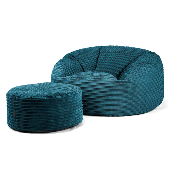 Sækkestol Sofa 'Mammut' - Klassisk Jernbanefløjl Turkis 04